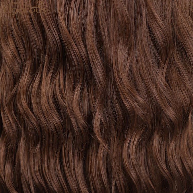 Vigorous Top Quality Fashion For Ladies Long Brown Wavy Wigs Middle Part Synthetic Fiber Wigs For Black Women Wholesales