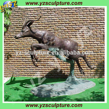 garden decoration life size casting brass running sheep statue