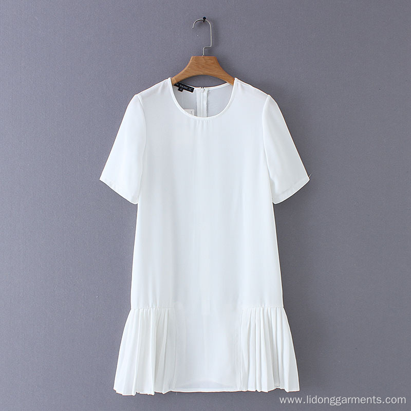 Women Pure White -Neck Lace A-line Dress