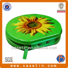 zipper CD container tin round/card tin case