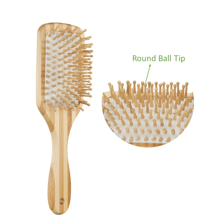 Private Biodegradable Bamboo Paddle Hair Brush for Fast Drying Hair and Massage Salon