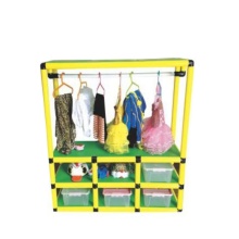Plastic Toy Lockers with Clothes Hangers for Children's Playhouse