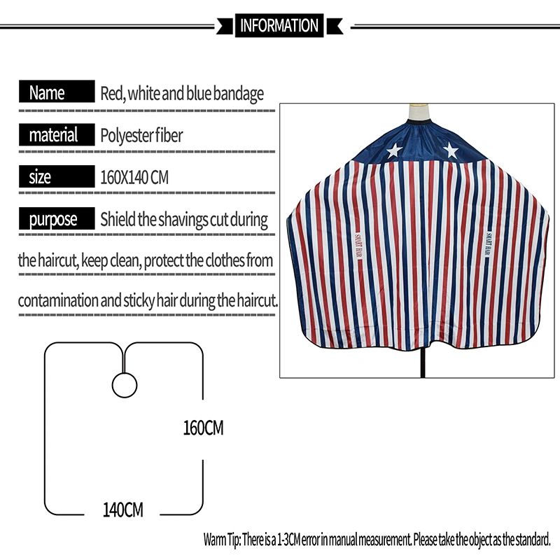 Wholesale American Iconic Flag Styling Salon Barber Hair Cutting Striped Hairdressing Cape for Men