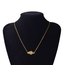 Gold Hand of Fatima Alloy Pendant Necklace
