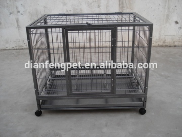 2 doors square tube folding metal heavy duty dog crates