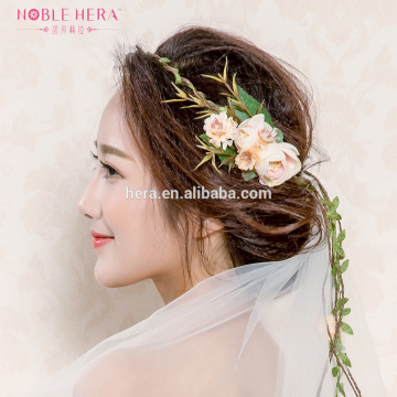 Attractive Ivory Weddiing Veil Party Peony Flower Fascinator Girls Hair Accessories Crown