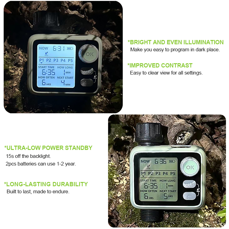 Automatic Backlit LCD Display Digital Smart Irrigation Water Timer Controller System For Outdoor Use