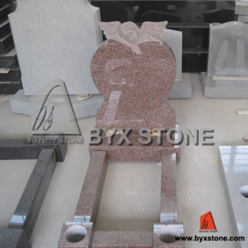 Traditional Kerbed Headstone/Tombstone with Leaning Angel