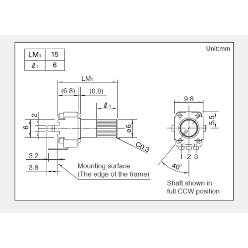 Potencjometr obrotowy serii Rk09k