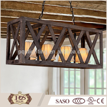 classic decoration rectangle light shade wooden hanging pendant lamp