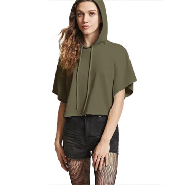 Women Cotton Crop Top Hoodie