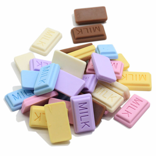 20 MM mignon Pastel morceau de chocolat barre Miniature maison de poupée alimentaire résine Flatback Cabochons Kawaii bonbons sucrés ornements bijoux bricolage