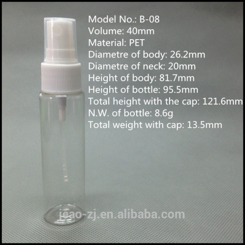 Hotsale 40ml PET plastic perfume bottle / perfume bottle factory