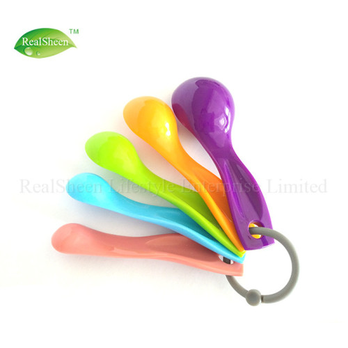 5 Piece Multi Colored Plastic Measuring Spoons Set