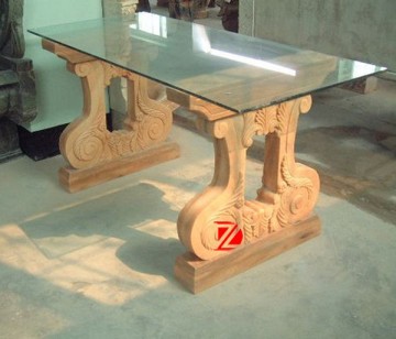 stone base table with glass top