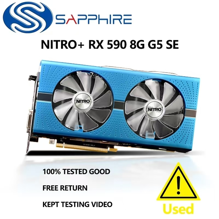 Used Original Sapphire RX 590 50 8g GDDR5 2304sp Graphic Cards for Computer Gaming Original Radeon Sapphire Rx590 8g Video Card