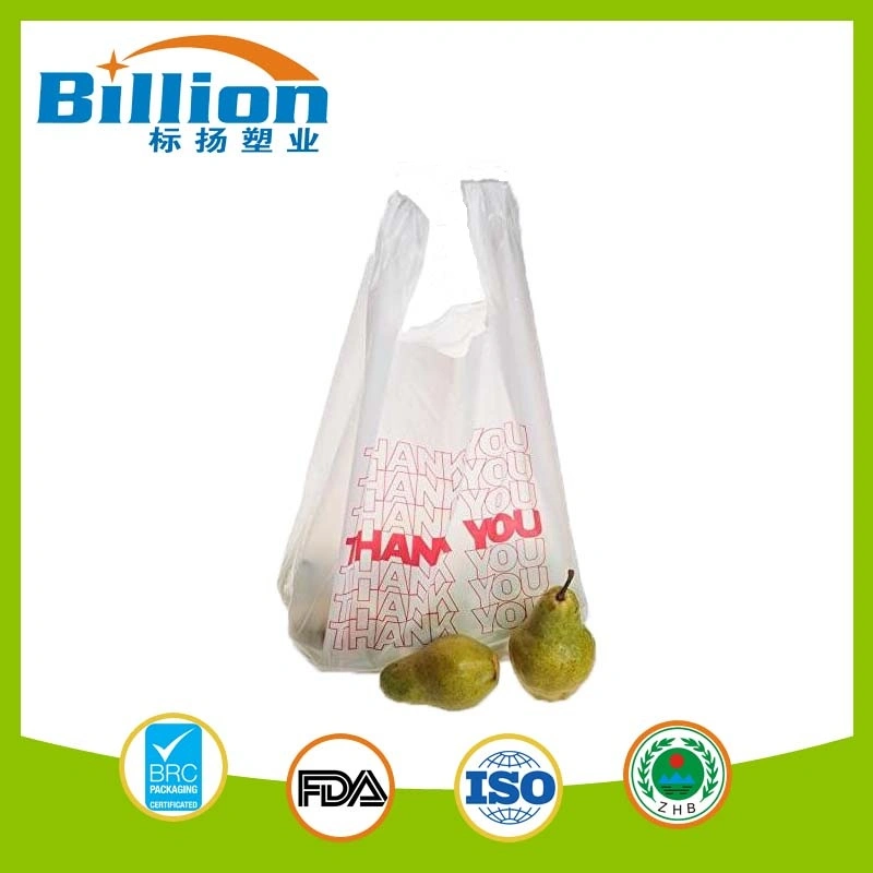 White Plastic Vest Bag with Thank You Printing Carrier Bags