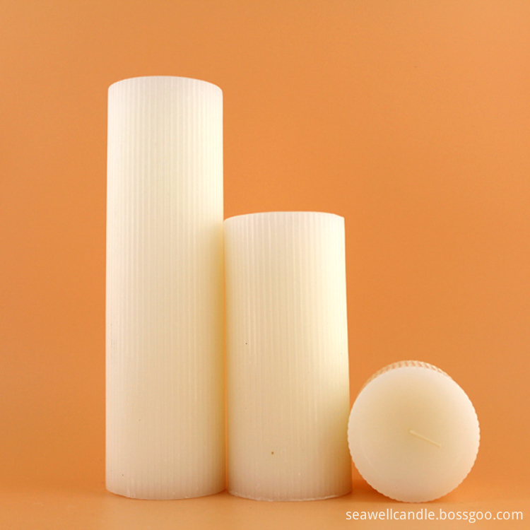 White Unscented Fluted Pillar Candles