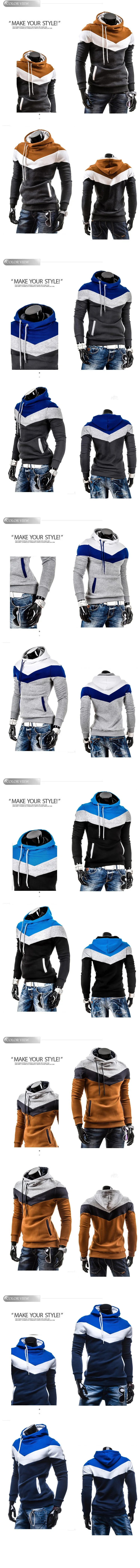 New Pullover Sports Slim Stitching Casual Thin Coat Hoodie