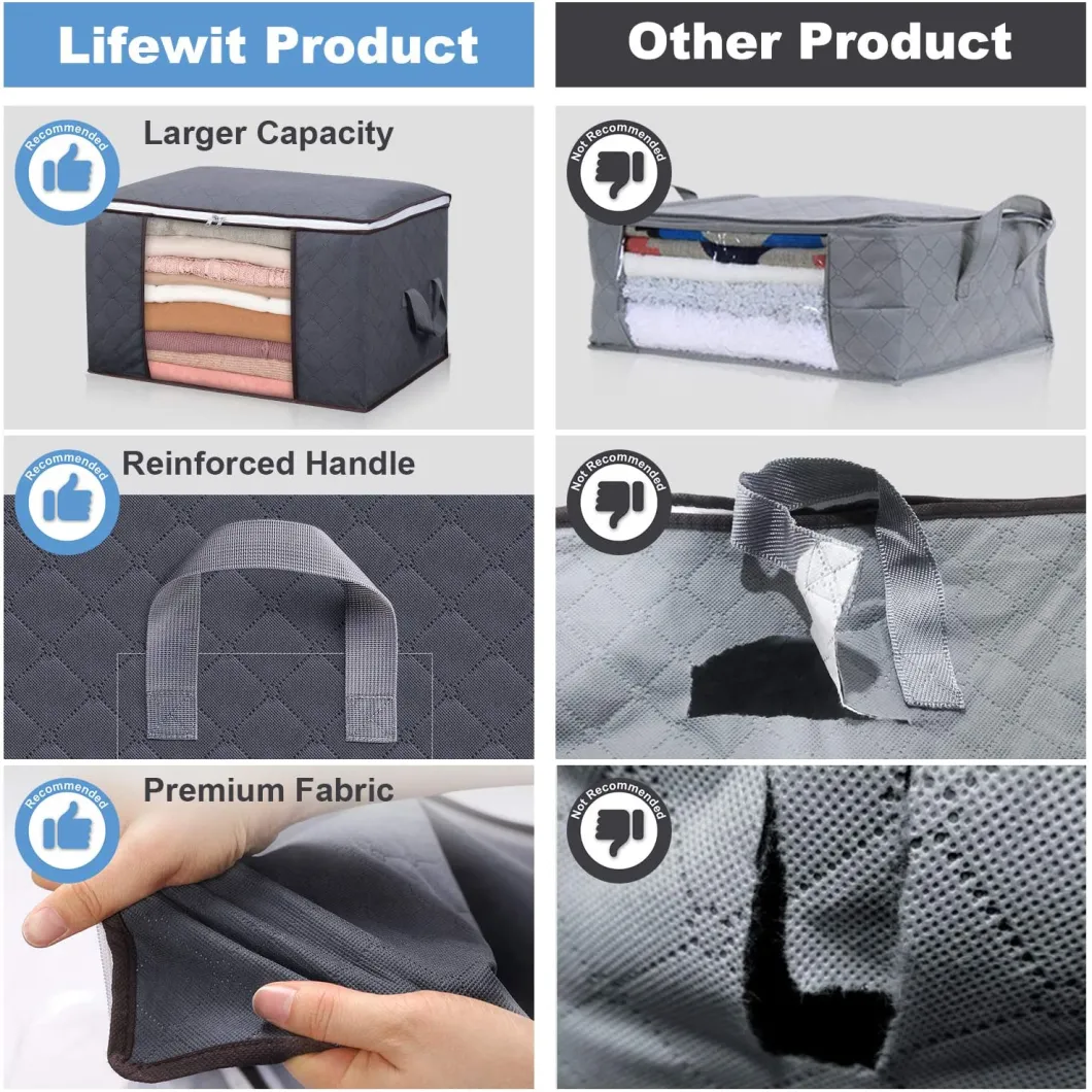 Wholesale Large Capacity Quilt Storage Bag Clear Window Folding Bag Clothes Blanket Bedding Storage Organizer Under Bed Storage Bag