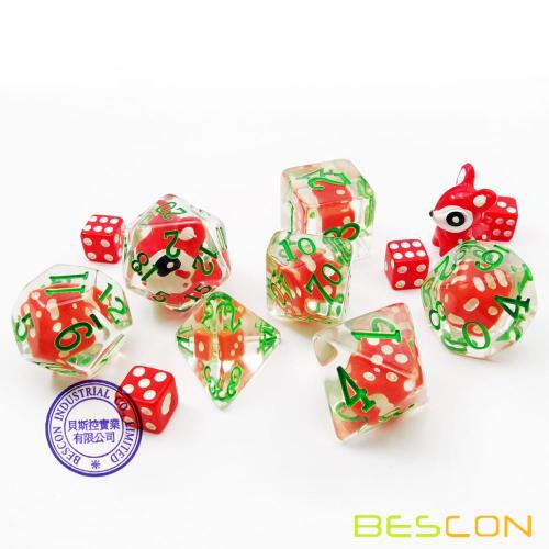 Bescon Novelty Deer Juego de dados poliédricos, Red Deer RPG Juego de 7 dados