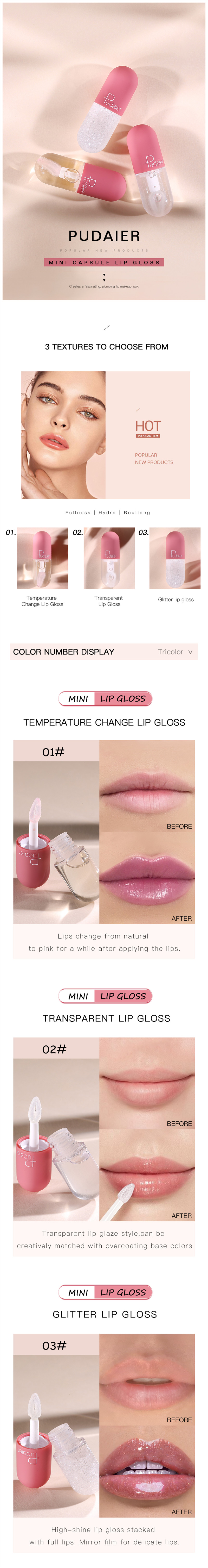 OEM Lipgloss Moisturizer Lip Plumper Volume Long Lasting Sexy Big Lips Pump Transparent Glitter Lipgloss