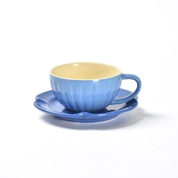 Striped Blue Coffee Espresso Tasse und Untertassen -Set