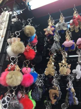 Starfish Leather Velvet Tassel Keychain Crystal Keyring