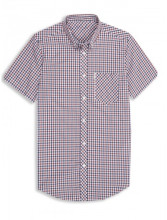 Men's Gingham Chest Pocket Short Sleeve Shirt