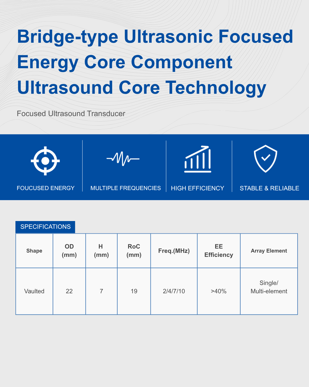 Köprü tipi Ultrasonik Odaklanmış Enerji Çekirdeği Şirketi Bridge-type Ultrasonic Focused Energy Core Co