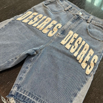 Custom Embroidered Patches Manufacturer | Distressed Streetwear Cargo Jean Shorts for Men