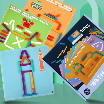 Montessori-inspired Shape Cognition and Math Puzzle Game with Wooden Patterns and Counting Stickers