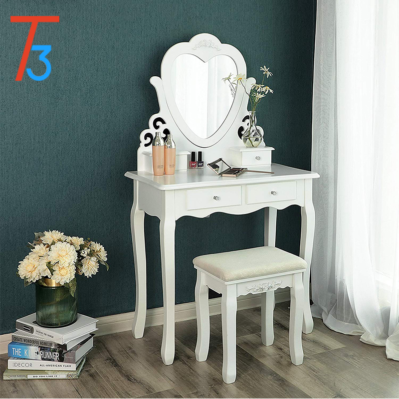 Dressing Table Set With Heart Shape Mirror1 Jpg