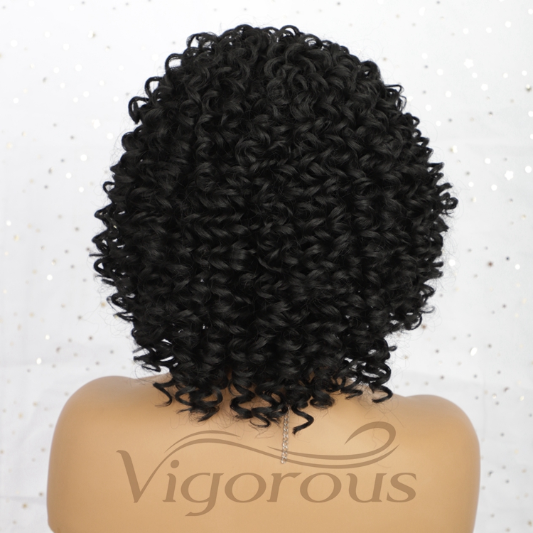Wholesale Best Manufacturers Spiral Curly For Black Women Good Quality Cheap Headband Black Short Afro Hair Synthetic Wigs Curly