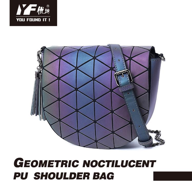 Geometric noctilucent PU fashion shoulder bag