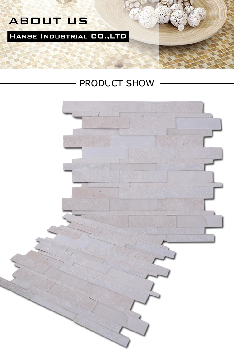 Factory Price Elegant White Color Nature Quartz Mosaic Tile Backsplash