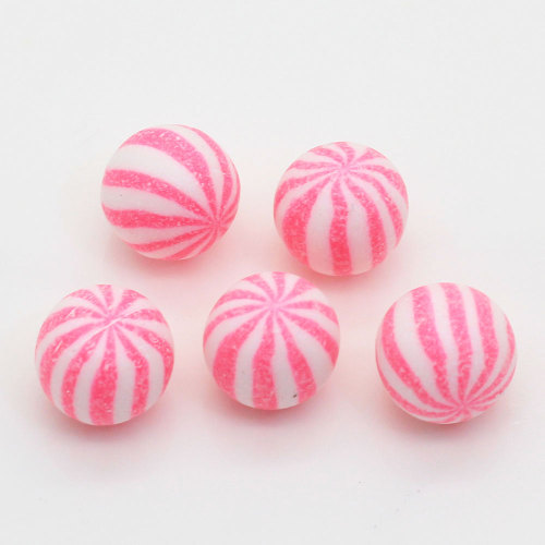 Mixed Color Watermelon Stripe Bead Without Hole Polymer Clay Simulation Candy Round Beads For Children Re-ment Accessories