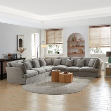 Classic Nordic Fabric L Shape Reversible Sectional Sofa