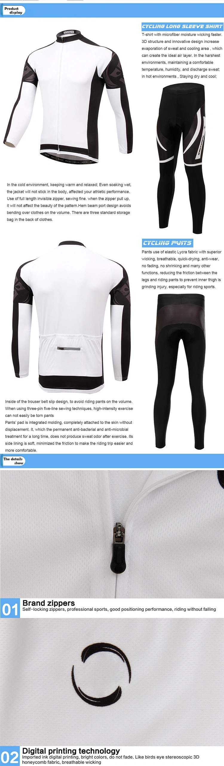 Wholesale Custom Long Sleeve Cycling Jersey Wear Cycling Short Clothes Set
