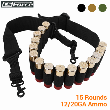 Tactical 2 Point Shotgun Gun Sling Strap 15 Rounds Ammo Holder 12Ga 20Ga Ammo Military Shotgun Shell Carrier Gun Ammo Sling