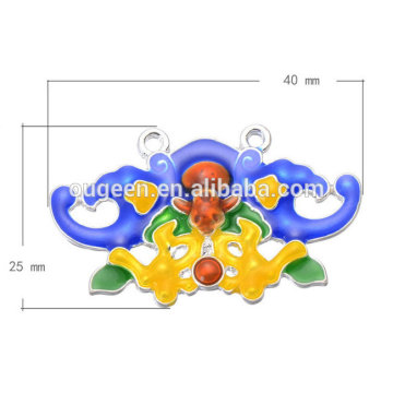 simple style necklace components silve plated big flower enamel cloisonne jewelry connector