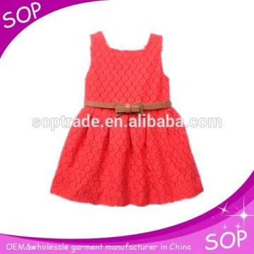 Boutique children clothes dress sleeveless red girls party wear desses