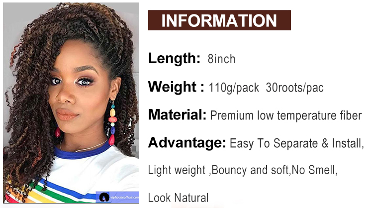 Synthetic spring twist for faux locs extension ombre crochet braids human 12 inches spring twist hair