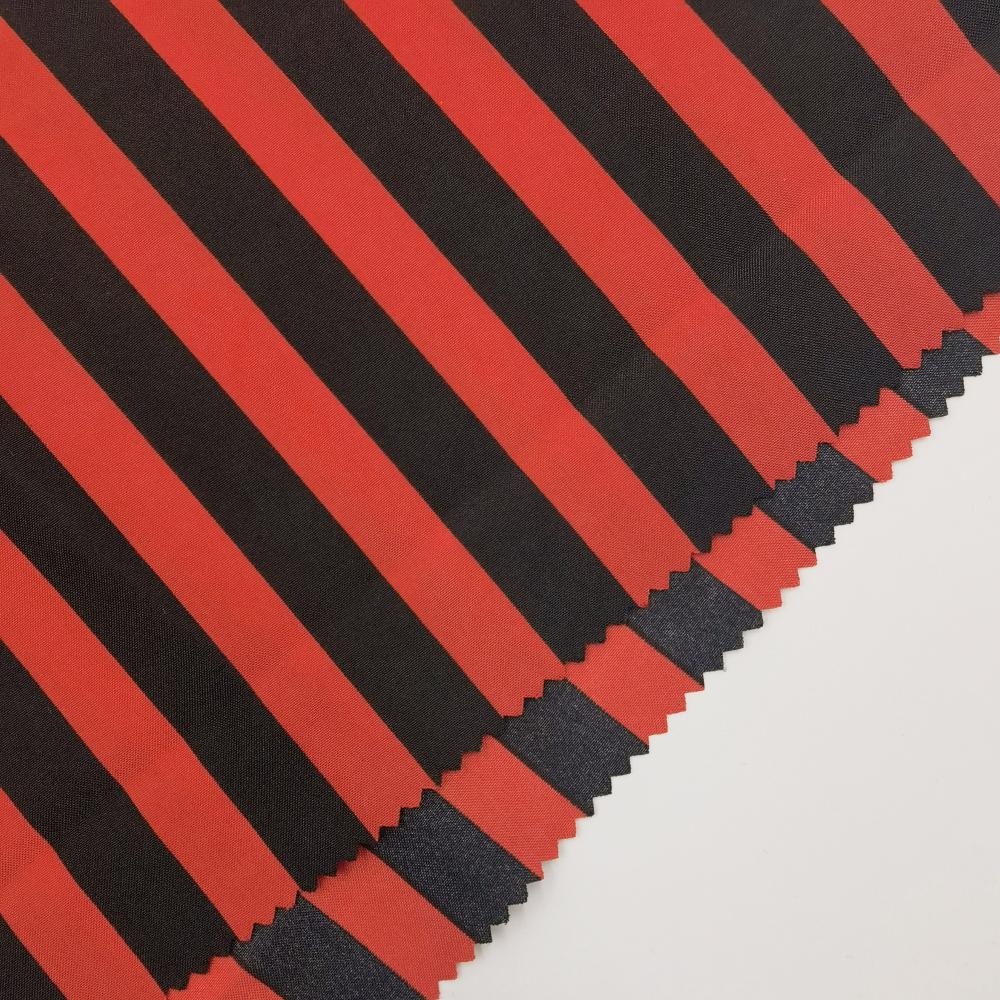 Fashion Red Black Striped Printed Polyester Pongee Fabrics