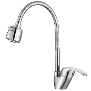 High standard flexible chromed shower kitchen brass water tap deck mounted kitchen sink mixer