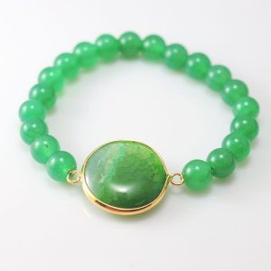 Pulsera de aventurina verde con joyas de piedras preciosas de pieza de colgante de ágata