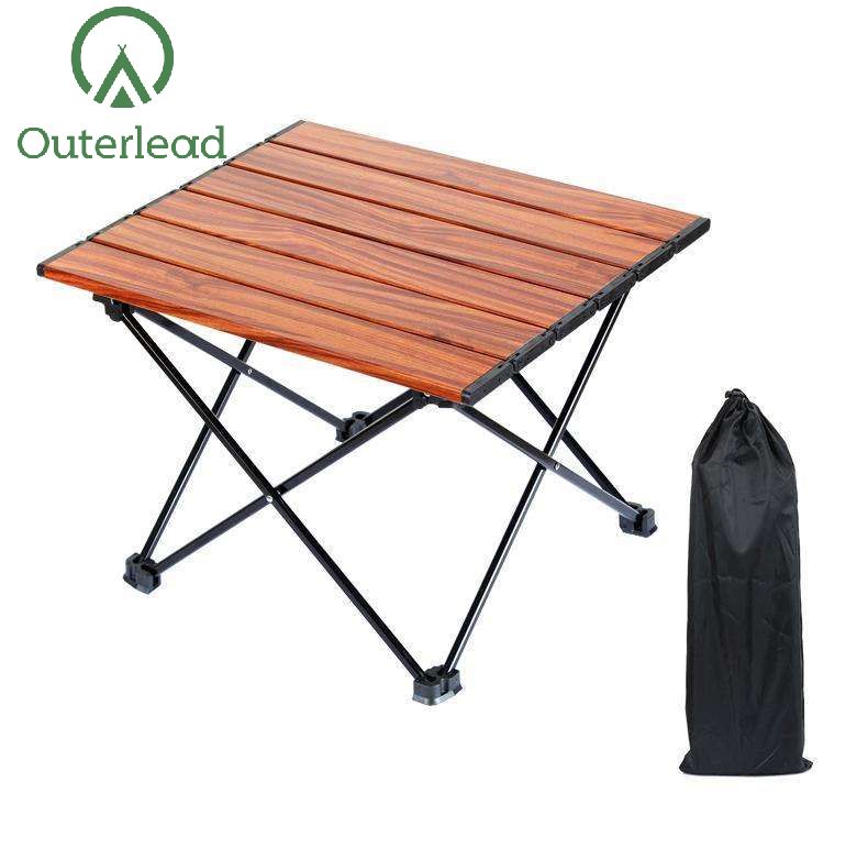 Outerlead Folding Lightweight Wood Grain Mini Camping Table