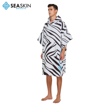 Seaskin Custom Digital Print Microfiber Adult Surf Poncho Hooded Towel Poncho