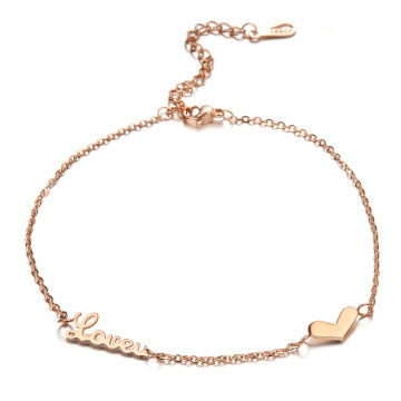 Personalized girls heart name ankle bracelet