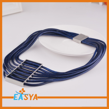 I Love You Necklace Blue Leather Necklace